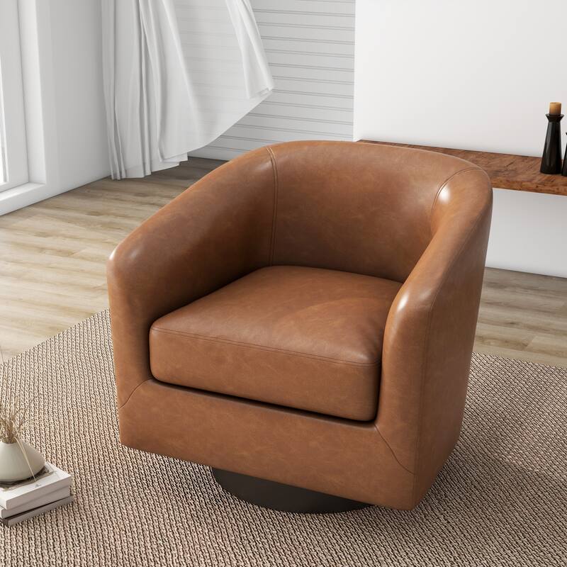 Round Barrel Armchair 360-Degree Swivel Accent Chairs