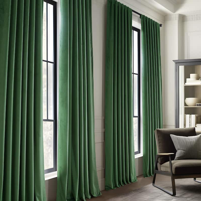 Exclusive Fabrics Basic Deluxe Velvet Room Darkening Curtain Pair - 2 Panels Window Curtains