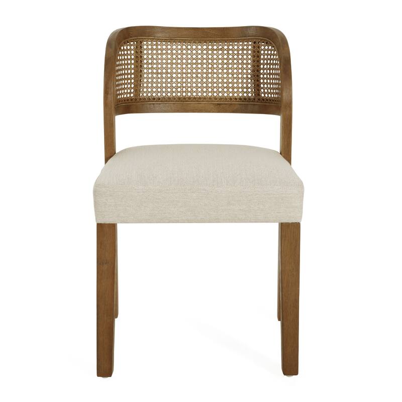 Christopher Knight Home - Minimalist 19.25"W Wood Dining Chairs Set with Hand-Woven Curved Backrest & Upholstered Seat