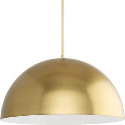 Perimeter Collection One-Light Brushed Gold Mid-Century Modern Pendant with metal Shade - 23.62 in x 23.62 in x 12.5 in