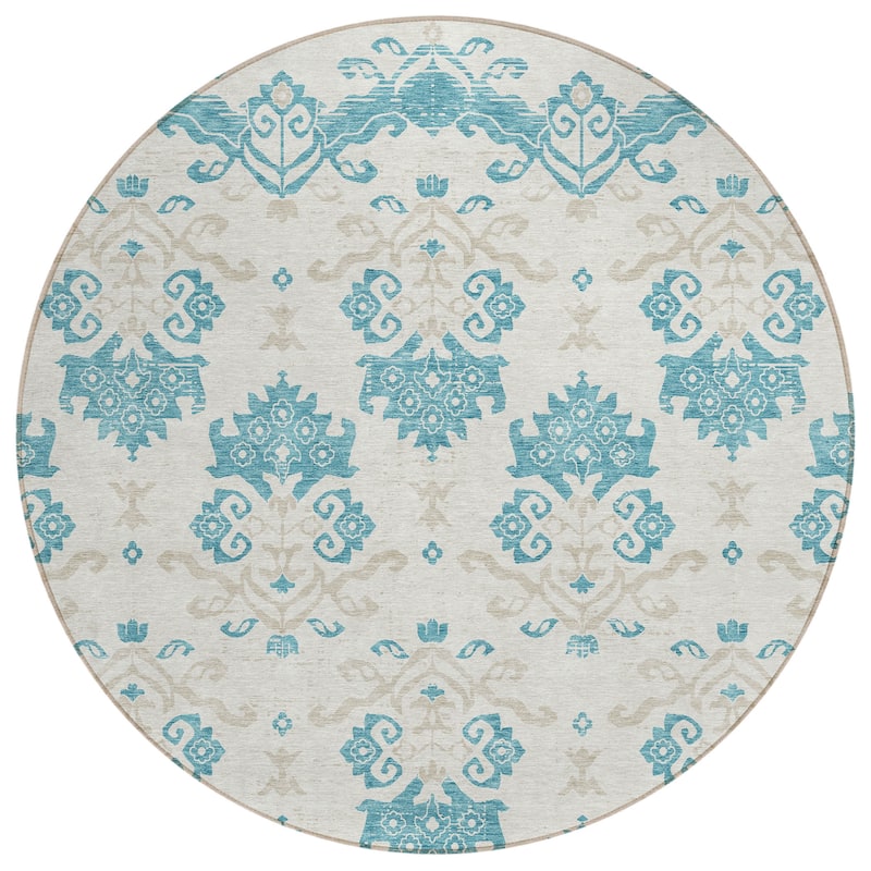 Machine Washable Indoor/ Outdoor Chantille Medallion Damask Rug