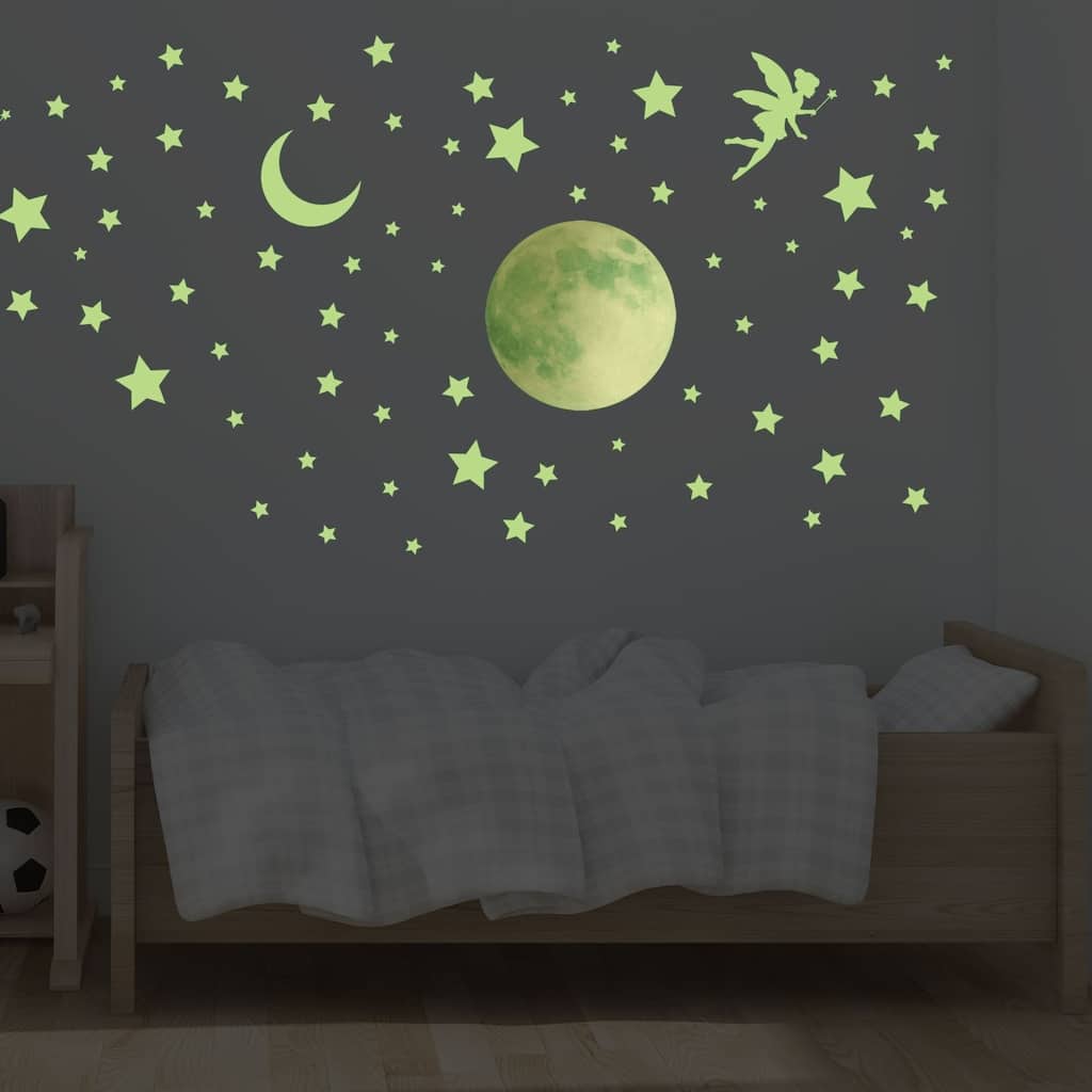 Magical Moonlight Glow in the Dark Kids Wall Stickers Nursery DIY Art - Green