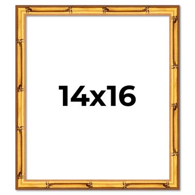 14x16 Frame Gold Bamboo Picture Frame Modern Photo Frame Includes UV Acrylic Shatter Guard Front Acid Free Foam Backing Board