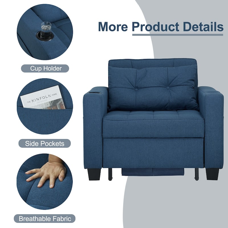 Pull Out Sofa Couch Bed Convertible Sleeper Sofa Bed with Storage Chaise, Sofa Couch
