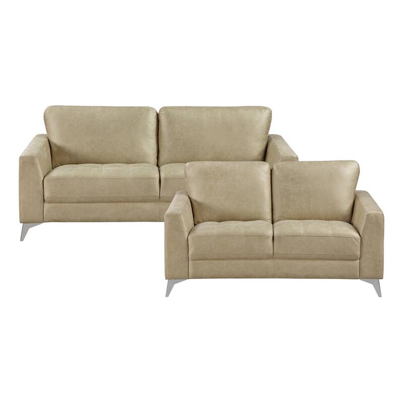Cressey 2-Piece Microfiber Living Room Sofa Set - Sand