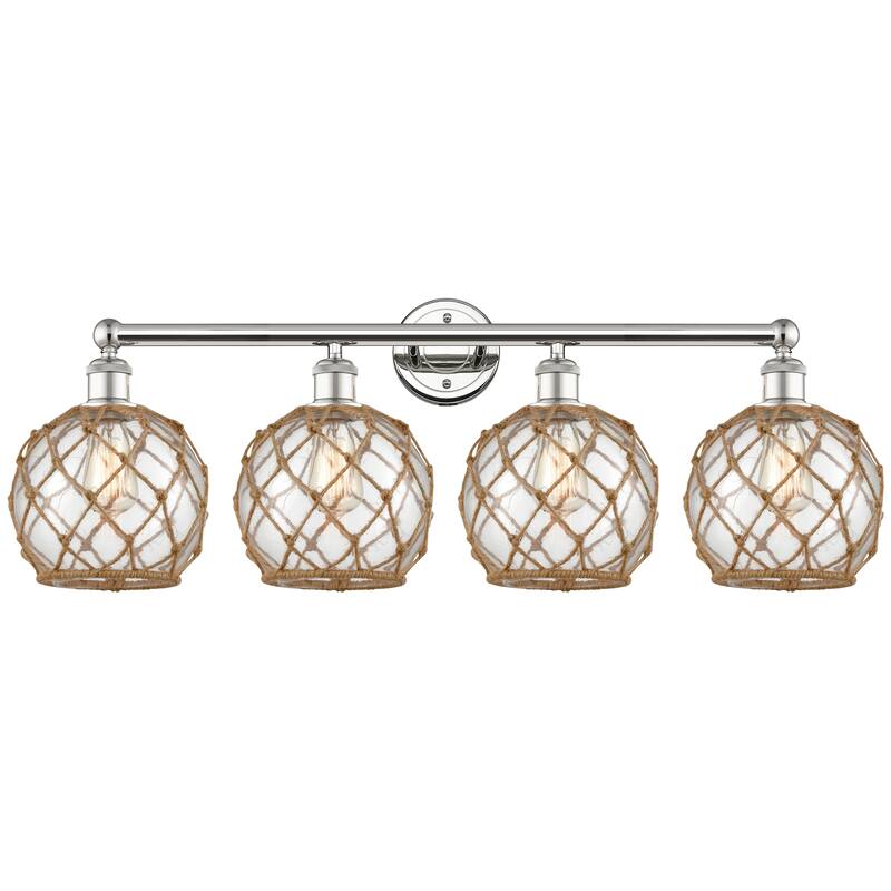 Innovations Lighting Endless Possibilities Edison - Farmhouse Rope - 4 Light 35" Bath Vanity Light - Clear Glass with Brown Rope/Polished Nickel