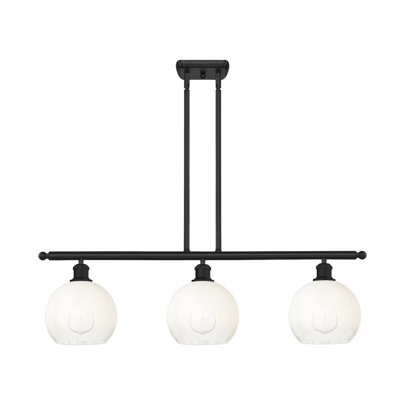 Innovations Lighting Endless Possibilities Ballston - Brookhaven Globe - 3 Light 36" Stem Hung Island Light - Matte Black/Opal