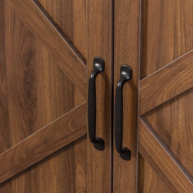 Cabinet with 4 Doors and 4 Open Shelgves, Freestanding Sideboard Storage Cabinet Entryway Floor Cabinet for Living Room Office
