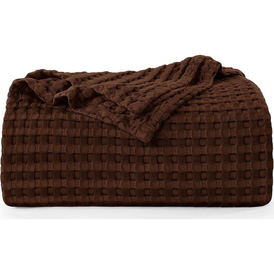 Cotton Waffle Blanket Kingsize Brown
