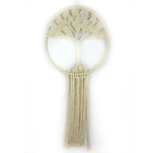 Shop 51 Ivory Macrame Hoop With Tree And Hanging Rope Overstock
