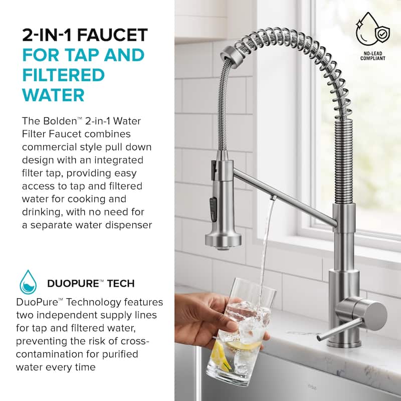 Kraus Bolden 2-Function 1-Handle Commercial Pulldown Kitchen Faucet