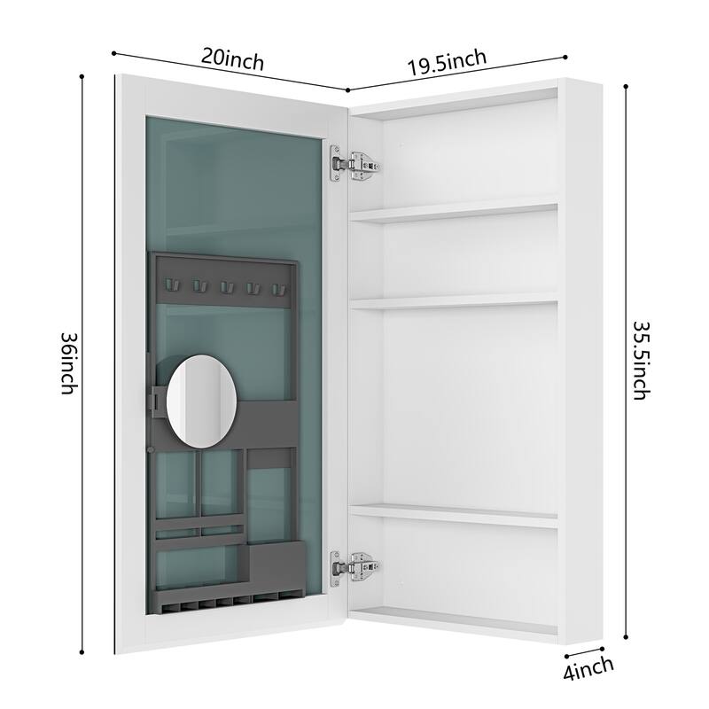Wall Mounted Bathroom Medicine Cabinet with HD Mirror, Recessed or Surface Mount, Storage for Cosmetics & Personal Care