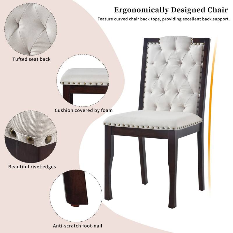 6-Piece Dining Set, 60" Rectangular Table and 4 Chairs and 1 Bench