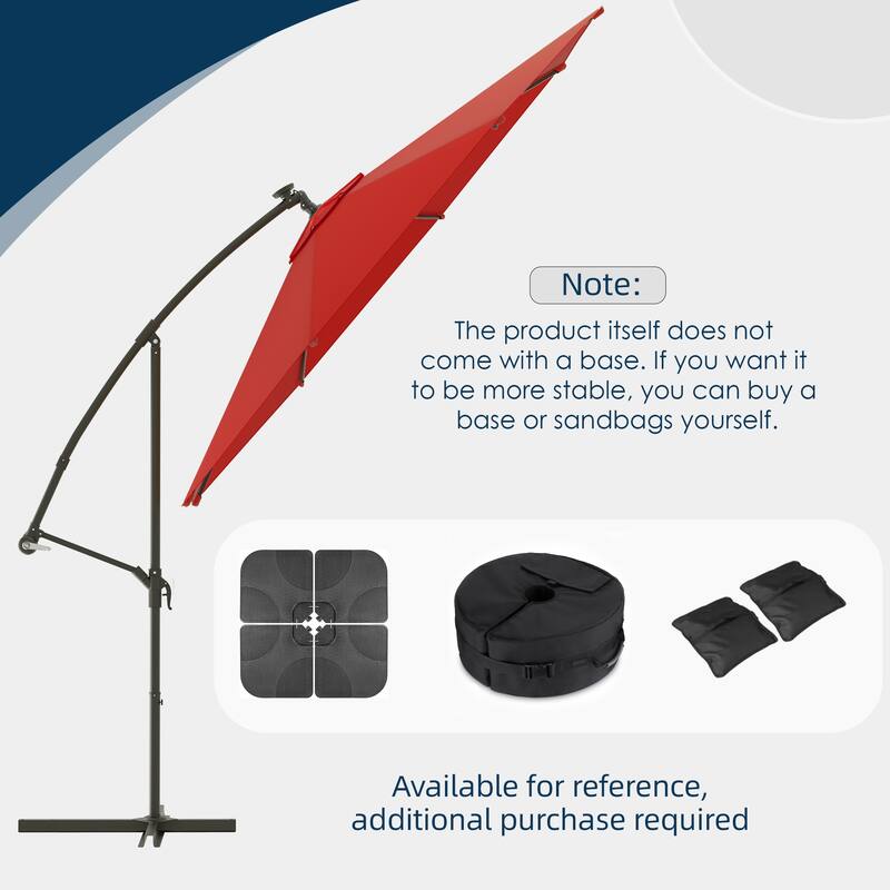 EROMMY 10ft Offset Hanging Umbrella - Easy Tilt, 99.9% UV Protection, Heavy-Duty Iron Frame