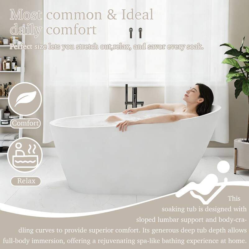 59.06 in. x 29.53 in. Acrylic Freestanding Soaking Bathtub in Gloss white