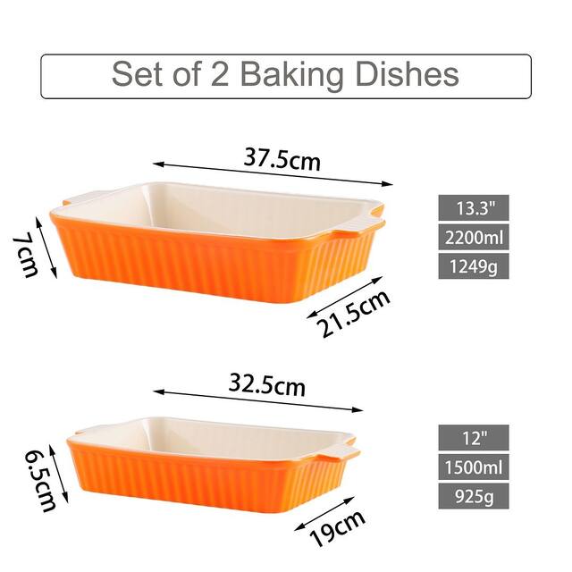 MALACASA Series Bake.Bake, Rectangle Porcelain Bakeware Set