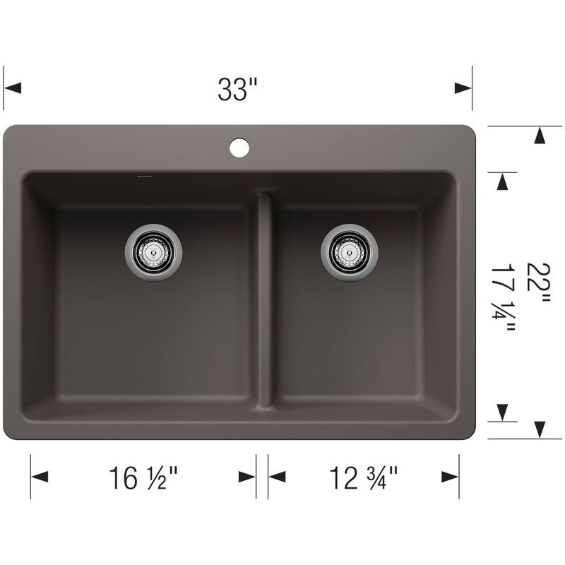 Blanco 443213 Liven 33" Drop-In/Undermount 60/40 Double Basin