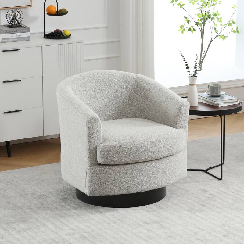 Swivel Accent Chair Armchair Upholstered Barrel Chairs - Griege