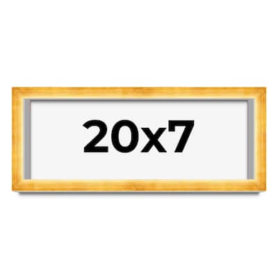 20x7 Shadow Box Frame Gold | 1.625 Inches Deep Real Wood Traditional