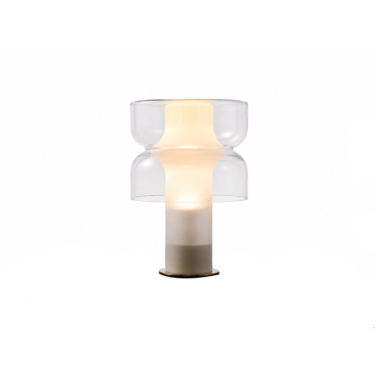 1-Light White Frosted Glass Table Lamp With A Clear Glass Shade