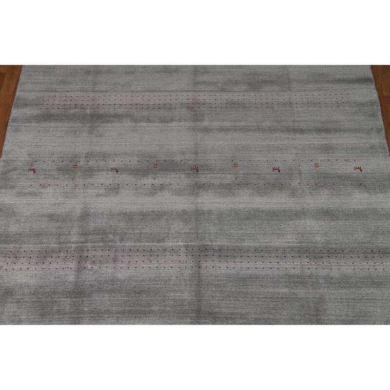 Gray Tribal Gabbeh Indian Area Rug Handmade Bedroom Wool Carpet - 8'0" x 10'0"