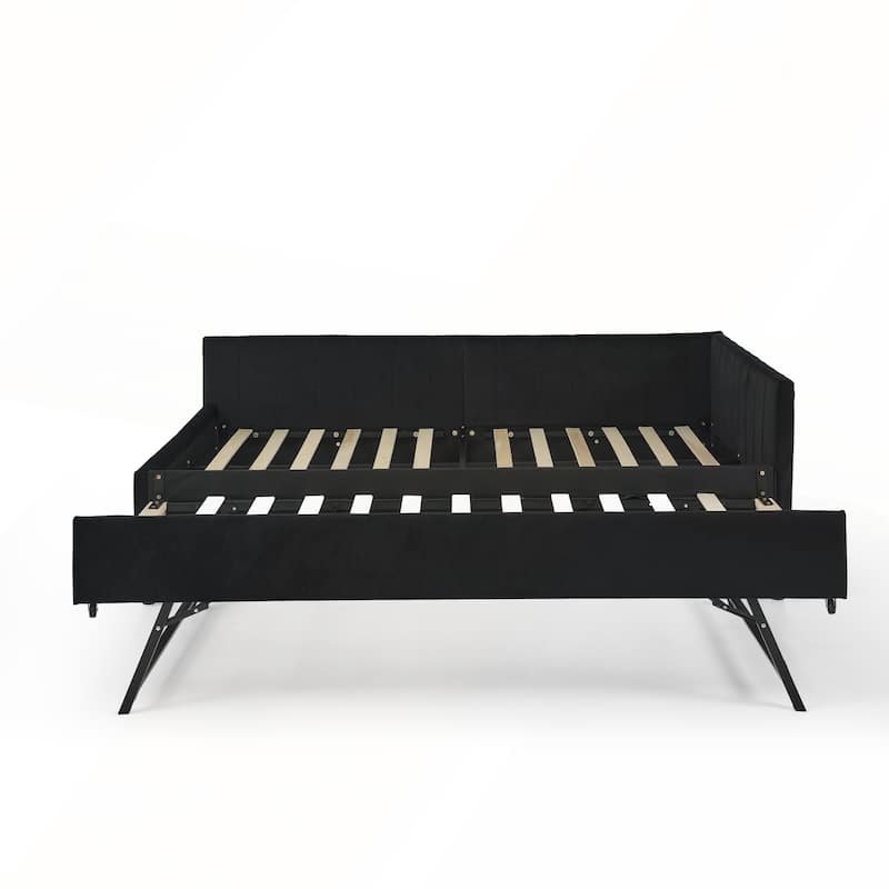 Full Size Daybed with Trundle Upholstered Tufted Sofa Bed