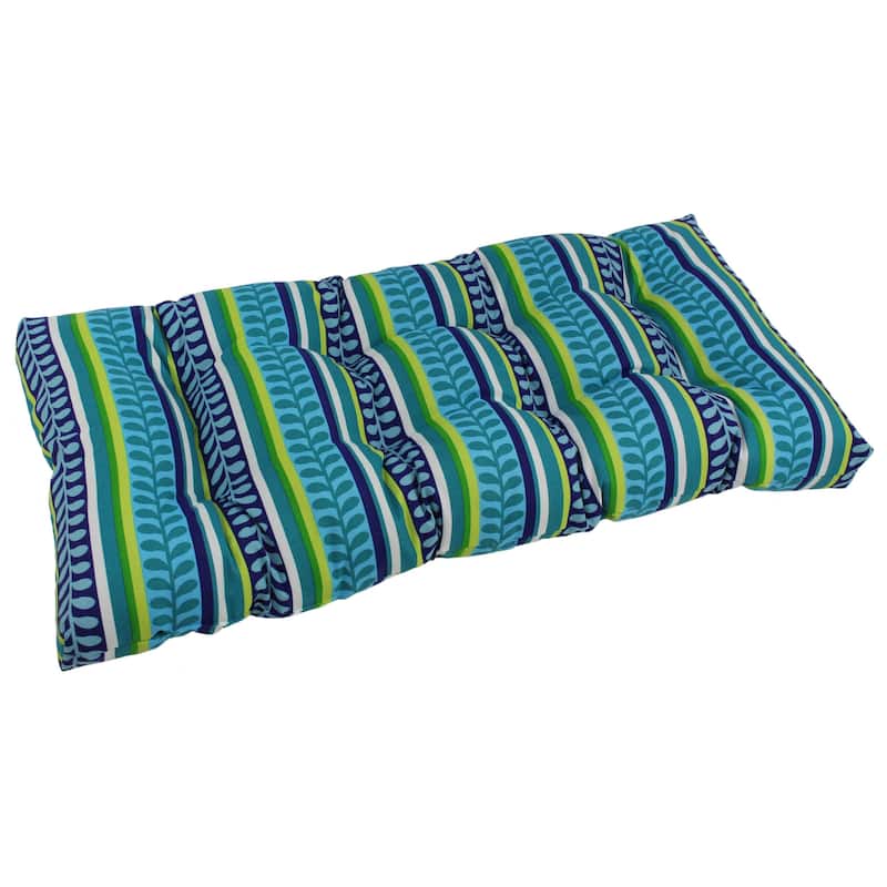 42-inch by 19-inch Tufted Indoor/Outdoor Loveseat/Bench Cushion - 19" x 42" - Pike Azure
