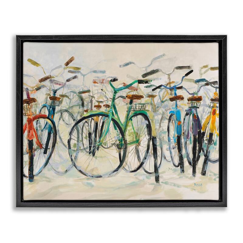 Stupell Group of Bicycles Framed Floater Canvas Wall Art Design By Dusza - 21 x 17 - Black