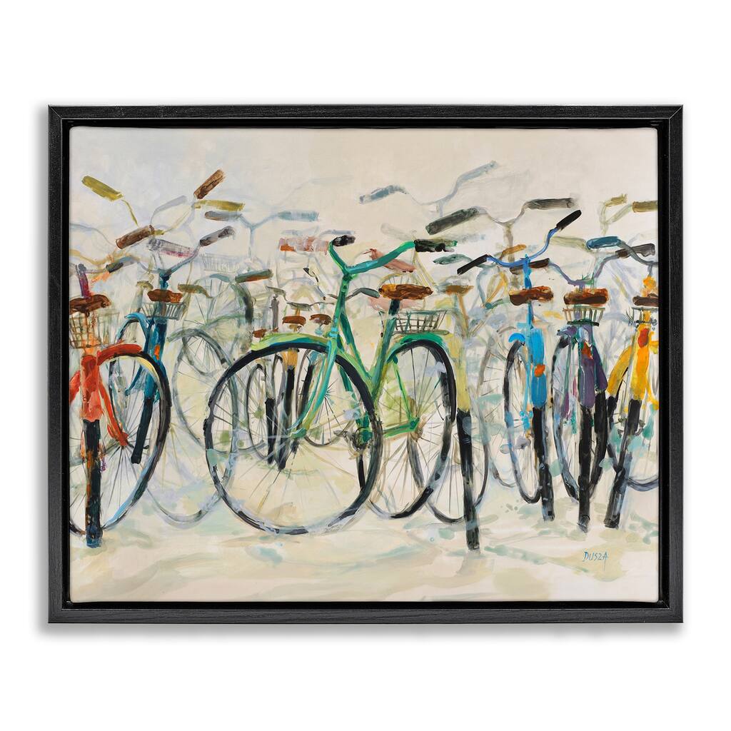 Stupell Group of Bicycles Framed Floater Canvas Wall Art Design By Dusza