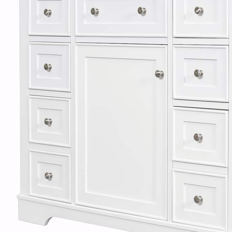 36" Bathroom Vanity with Sink Combo: Cabinet, Six Drawers