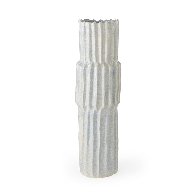 Jumbo Organic Textured Gray Vase - 7" W x 23" H x 7" D - 7" W x 23" H x 7" D - Gray