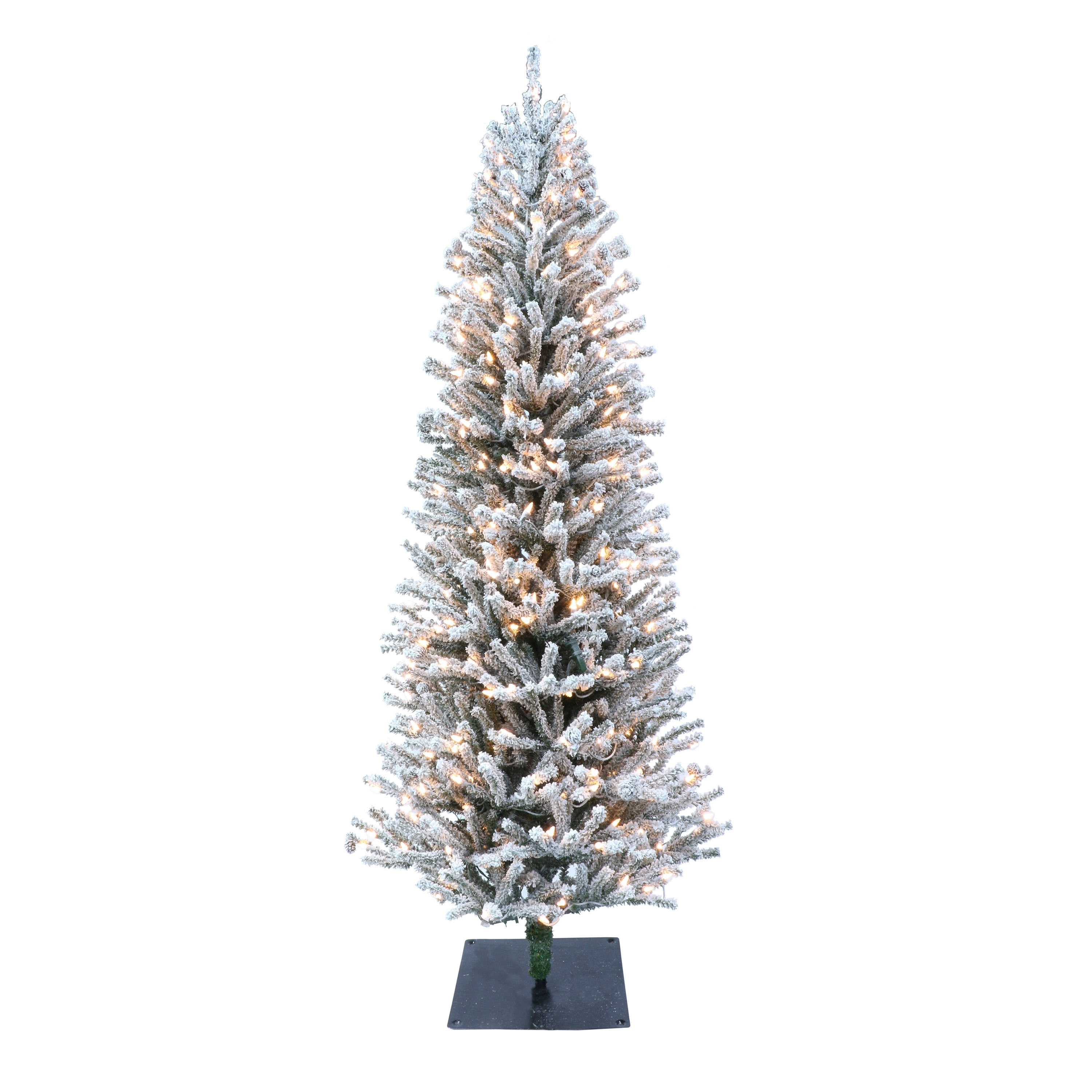 Puleo International Pre-Lit 6' Flocked Fir Artificial Christmas Tree