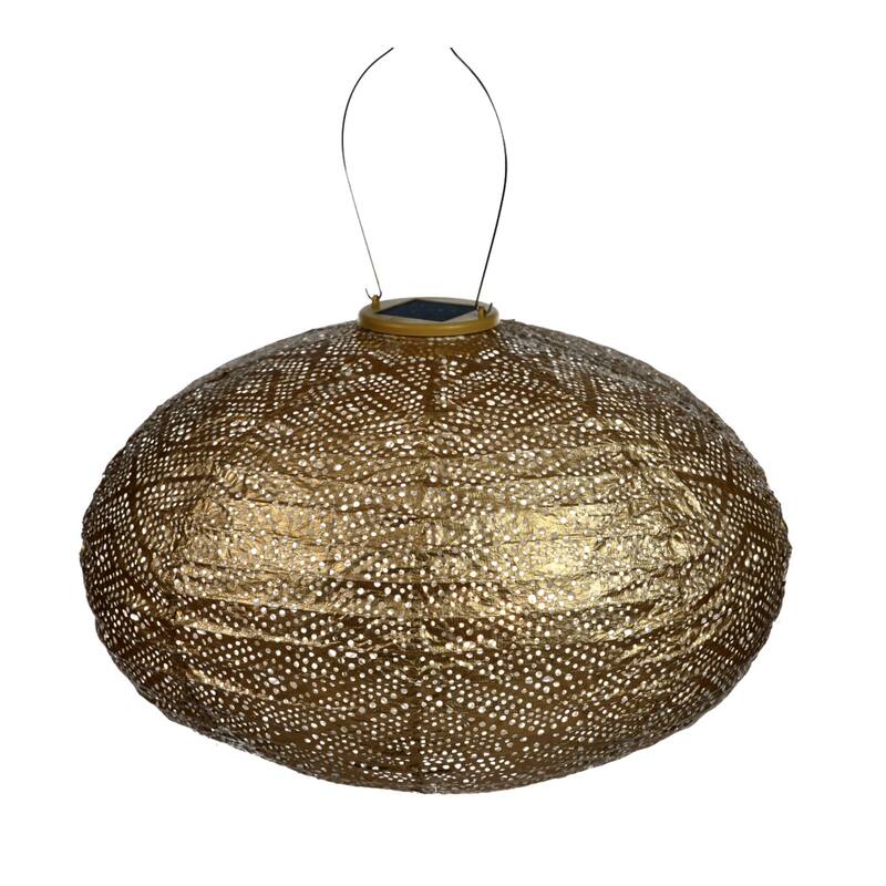 Oval LED Lighted Bazaar Lantern - 16.5" - Gold