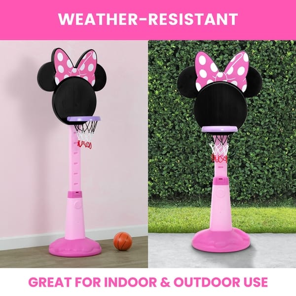 slide 2 of 5, Minnie Mouse Plastic Basketball Set by Delta Children - Includes Basketball Hoop, 1 Basketball and Ball Pump