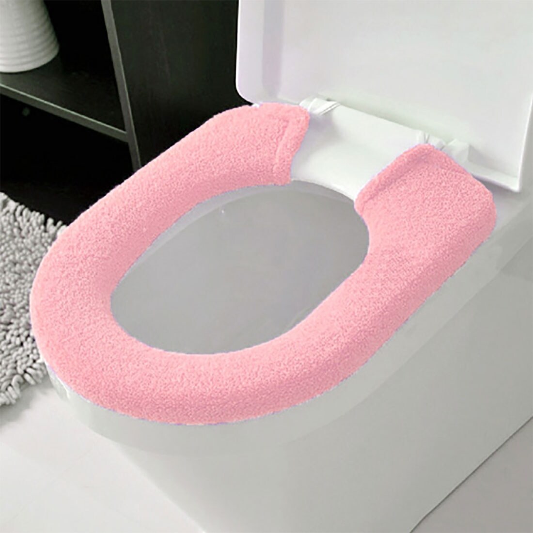 Shop Bathroom Elastic Fabric Washable Adjustable Toilet Warmer Seat Cover Mat Pink Overstock 17661838