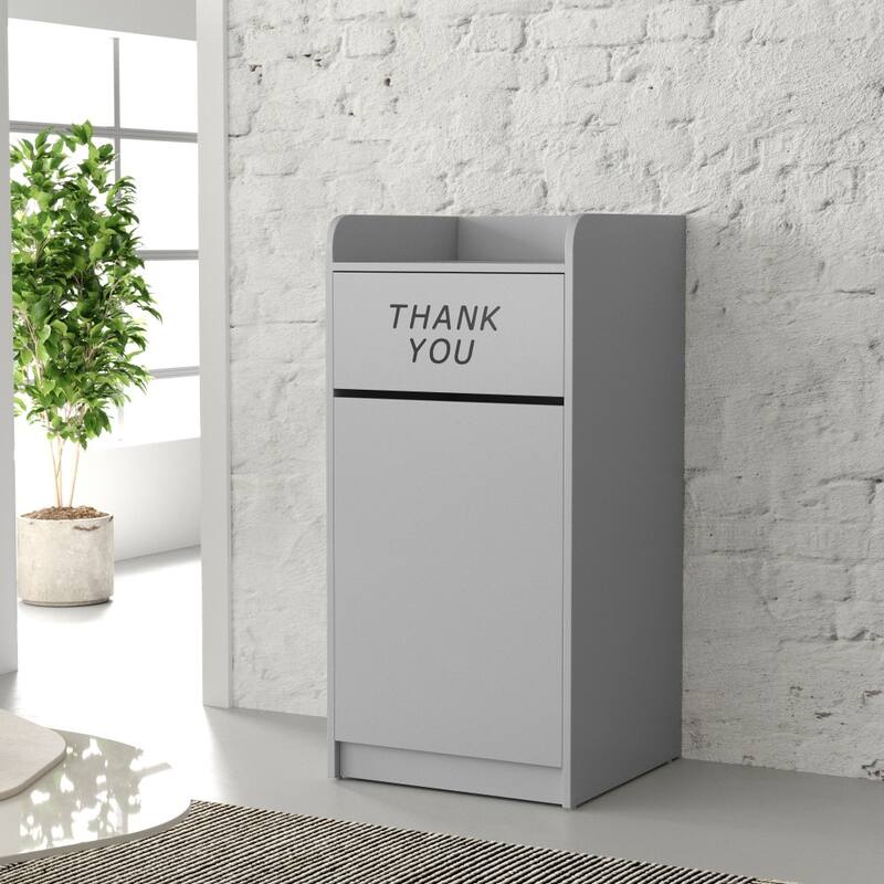 Wood Tray Top Receptacle - Gray