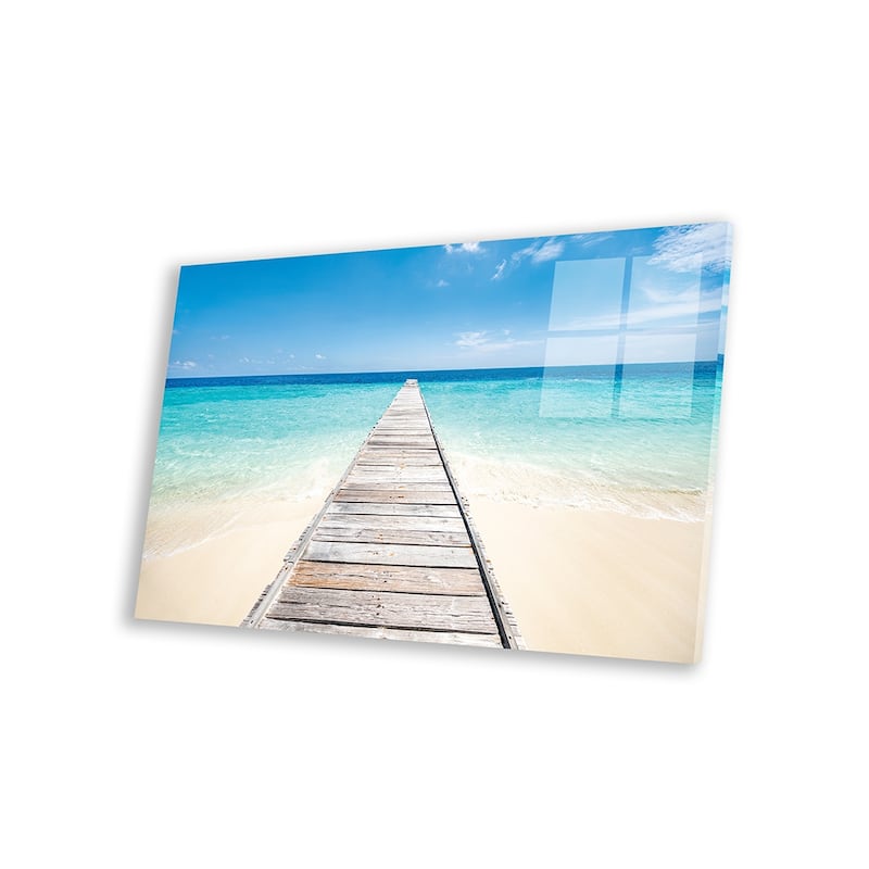 Jetty On A Beautiful Island In The Maldives Print On Acrylic Glass by Jan Becke