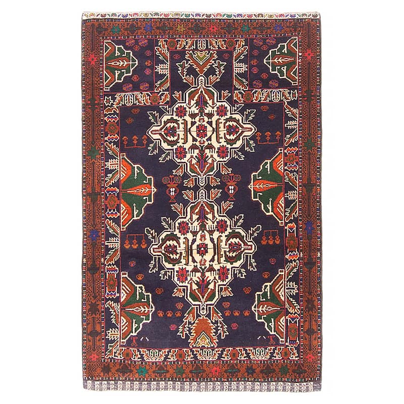Teimani Navy Rug 2'9" x 4'4" - 2'9 x 4'4 - Dark Navy - 2'9 x 4'4