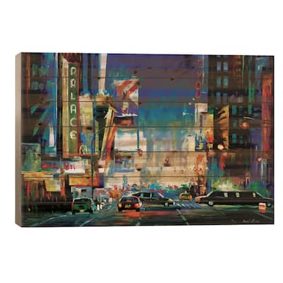 Broadway Print On Wood by Leonid Afremov - Multi-Color