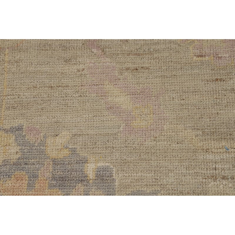 Hand Knotted Oriental 100% Wool Carpet Transitional All-Over Beige & Ivories Oushak Area Rug - 12' 4'' X 9' 0''