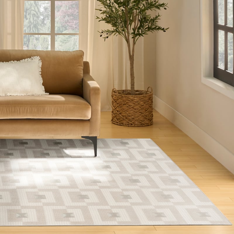 Nourison Nordic Indoor only Beige Geometric Area Rug