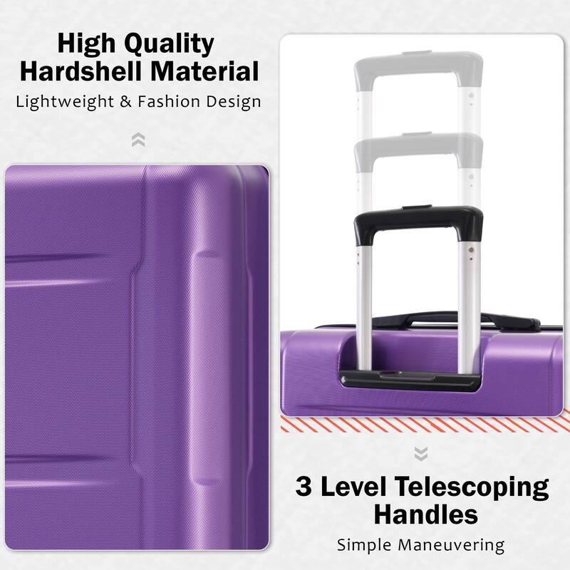 Carry On Lightweight Luggage, Suitcases with Spinner Wheels, 2 Piece Set (20/24), ABS+PC Hardshell Luggage with TSA Lock & Bags