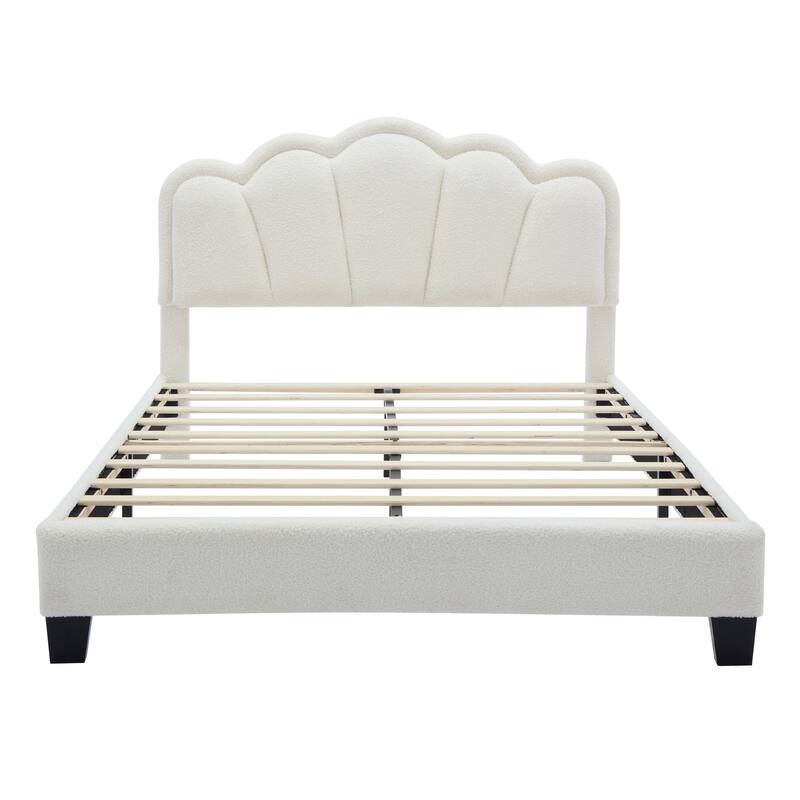 2-Pieces Bedroom Sets Upholstered LED Platform Bed with Storage Ottoman