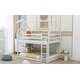 preview thumbnail 6 of 14, White Twin Over Twin Low House Bunk Bed with Ladder