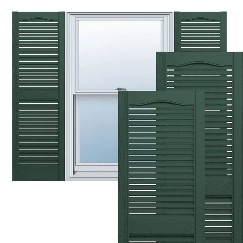 Lifetime, Std. Cathedral Top Ctr Mullion, Open Louver Shutters, (Pair) - Paintable - 12"W x 31"H