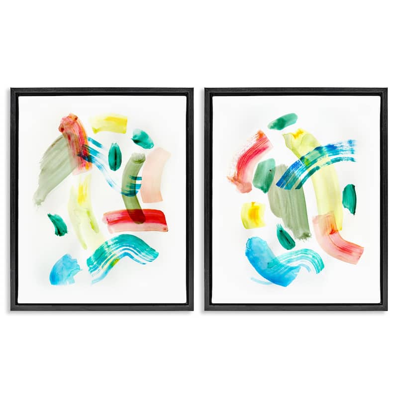 Stupell Macarana Abstract Hues Framed Floater Canvas Wall Art Design By Gemma Bardot (Set of 2) - 17 x 21 - Black