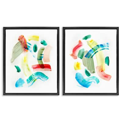 Stupell Macarana Abstract Hues Framed Floater Canvas Wall Art Design By Gemma Bardot (Set of 2)