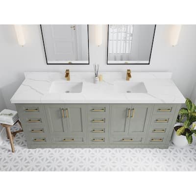 Willow Collection 84 in W x 22 in D x 36 in H Boston Double Bowl Sink Bathroom Vanity with Countertop