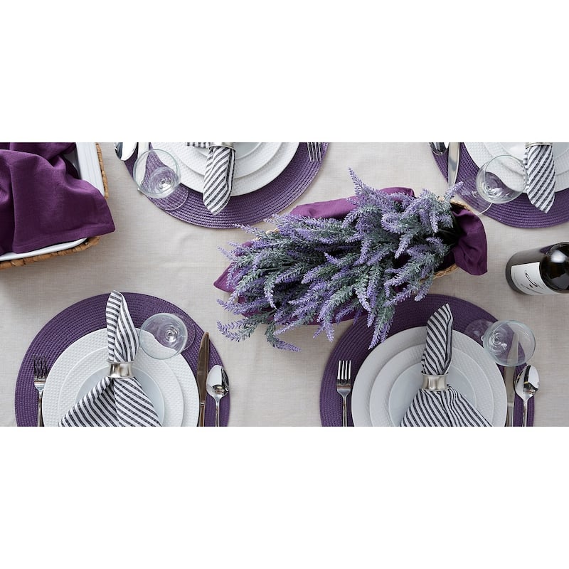 Round Woven Kitchen Dining Table Placemats - 15" - Mauve - Set of 6