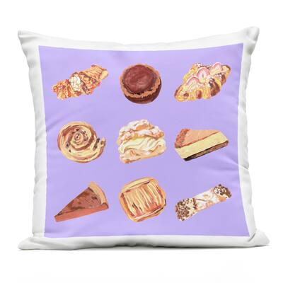 Stupell Delicious Pastries on Purple Printed Outdoor Throw Pillow Design by Melissa Wang